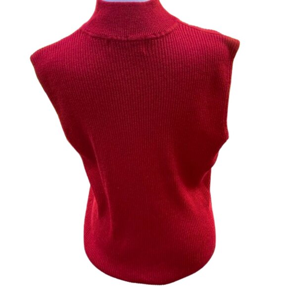 Laura Scott Sleeveless Mock Turtleneck Red with Sparkles, Holiday, size Large - Picture 4 of 8